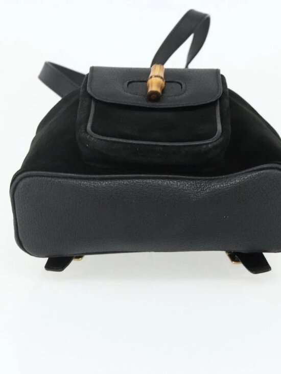 GUCCI Bamboo Backpack Suede Black Gold 003 2034 0030 Auth 177116 main image 9
